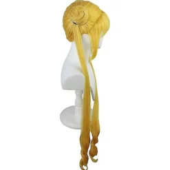 KOOLMEI Anime Sailor Moon Peruk Cosplay Kostym Dam Gyllene långt syntetiskt hår Halloween Party Rollspel Peruker><noscript><img width=