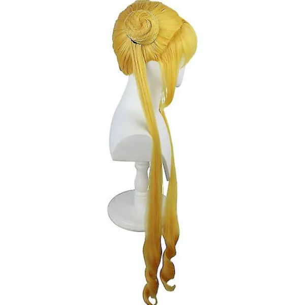 KOOLMEI Anime Sailor Moon Peruk Cosplay Kostym Dam Gyllene långt syntetiskt hår Halloween Party Rollspel Peruker> Peruker