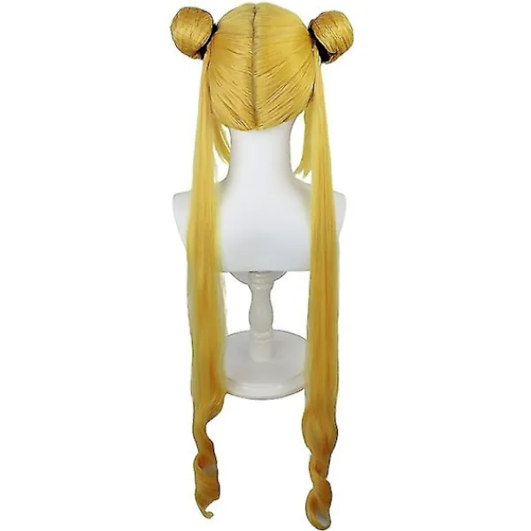 KOOLMEI Anime Sailor Moon Peruk Cosplay Kostym Dam Gyllene långt syntetiskt hår Halloween Party Rollspel Peruker> Peruker