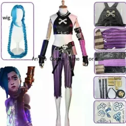 Anime Spel LOL Arcane Cosplay Kostym Crit Loli Jinx Cosplay Loose Cannon Cosplay Outfit Skor Peruk Sexiga Kvinnor Karneval Kostym XL> Dräkter