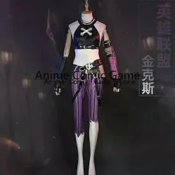 Anime Spel LOL Arcane Cosplay Kostym Crit Loli Jinx Cosplay Loose Cannon Cosplay Outfit Skor Peruk Sexiga Kvinnor Karneval Kostym XL><noscript><img width=