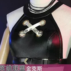 Anime Spel LOL Arcane Cosplay Kostym Crit Loli Jinx Cosplay Loose Cannon Cosplay Outfit Skor Peruk Sexiga Kvinnor Karneval Kostym XL><noscript><img width=