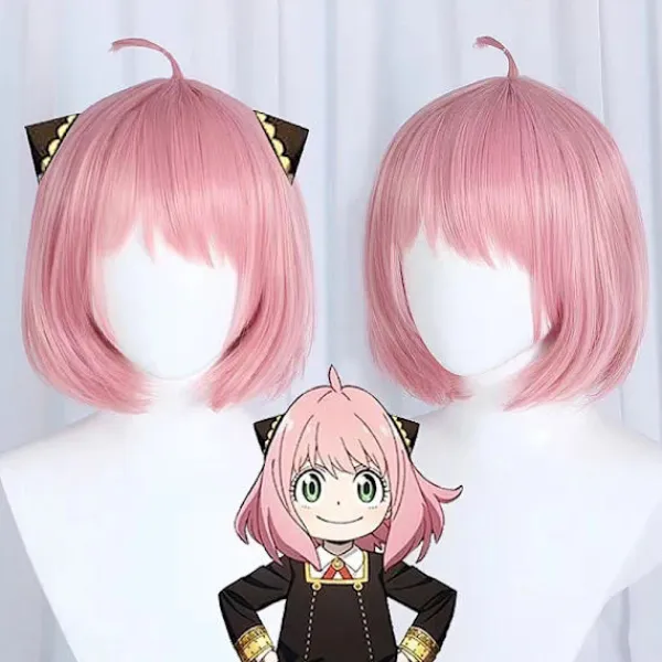 Anime Spy X Family Anya Forger Girls Rosa Cosplay Peruker Hår Acc> Peruker