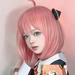 Anime Spy X Family Anya Forger Girls Rosa Cosplay Peruker Hår Acc> Peruker