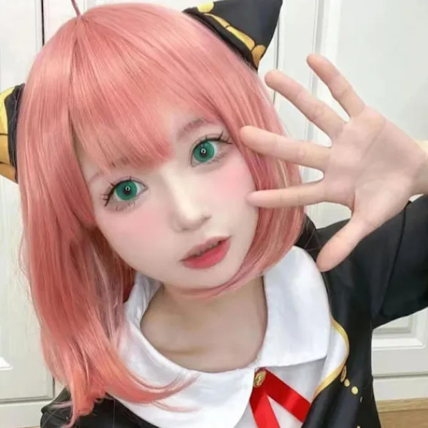 Anime Spy X Family Anya Forger Girls Rosa Cosplay Peruker Hår Acc> Peruker