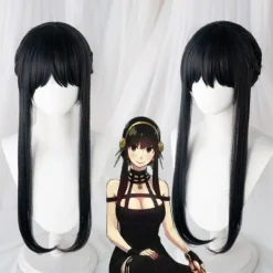 Anime SPY×FAMILY Yor Forger Lång Svart Cosplay Peruk Hårrulle Pl Svart One Size> Peruker