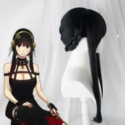 Anime SPY×FAMILY Yor Forger Lång Svart Cosplay Peruk Hårrulle Pl Svart One Size><noscript><img width=