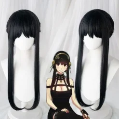 Anime SPY×FAMILY Yor Forger Lång Svart Cosplay Peruk Hårnät Svart One Size> Peruker