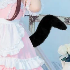 Anime Utklädnad Svans Anime Cosplay Djursvans Vargsvans Kostym för Vuxna Barn (Svart)><noscript><img width=