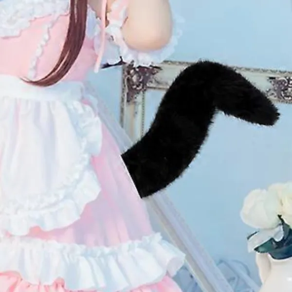Anime Utklädnad Svans Anime Cosplay Djursvans Vargsvans Kostym för Vuxna Barn (Svart)> Peruker
