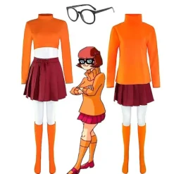 Anime Velma Cosplay Costume Movie Character Orange Uniform Halloween Costume For Women Girls Cosplay Costume Wig -a Z 3XL | Fyndiq> Dräkter