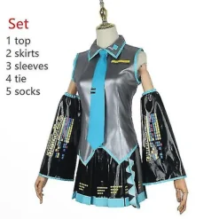 Anime vocaloid miku cosplay kostym peruk klänning kawaii miku cosplay outfits halloween karneval fest kostymer S> Dräkter