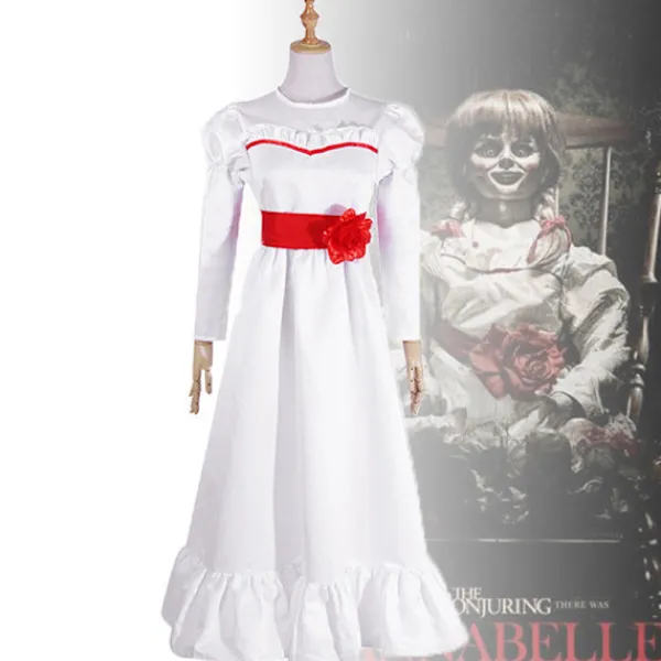 Annabel Film Cosplay Kostym för Kvinnor Barn Vuxen Halloween Kostymer och Peruk Skräck Läskig Fancy Vit Klänning Outfits A endast peruk Kids 140 | Fyndiq> Peruker