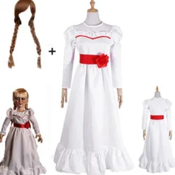 Annabel Film Cosplay Kostym för Kvinnor Barn Vuxen Halloween Kostymer och Peruk Skräck Läskig Fancy Vit Klänning Outfits A endast peruk L | Fyndiq><noscript><img width=