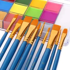 Ansikte Kropp Färg Palett Olje Smink Set 20 Färger SFX Halloween Fest Målning med 10 st Konstnär Paintbrushes><noscript><img width=
