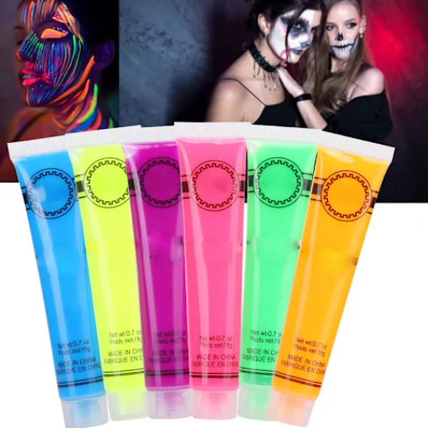 Ansikts- och kroppsmålningsglödkit Set med 24 tuber 6 färger Konstfest Fancy Cosplay Makeup> Smink