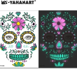 Beau Care Ansiktsbehandling tatuering dekal Bicolor luminescens Vatten till papper Vuxna och barn Halloween påsk jul Rave fest> Smink
