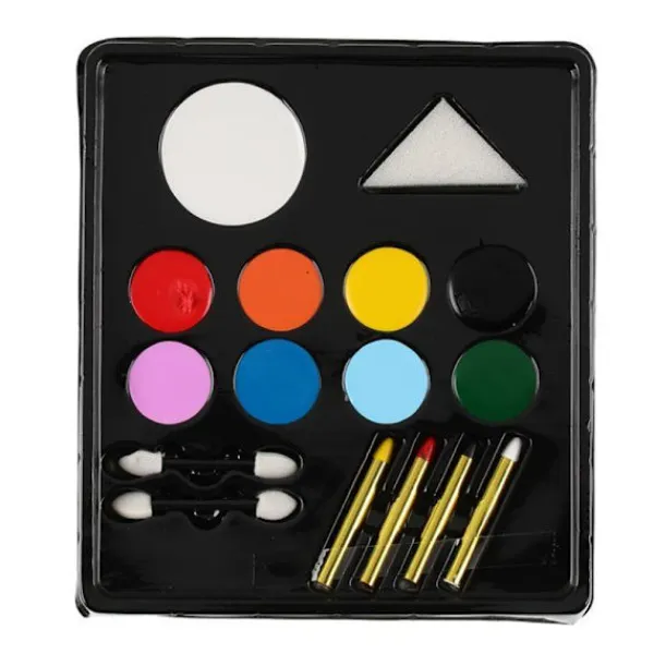 Moxy Ansiktsfärger för barn – komplett set med penslar, svamp och sm> Smink