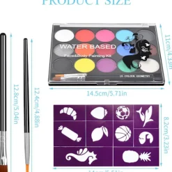 NeunWolken Ansiktsfärgsats, Barnens sminkpalett, Lämplig för musikfestivaler, fester, Halloween, rollspel> Smink