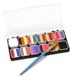 Ansiktskroppsfärgpalett Halloween Party Makeup Ansiktsmålningsset med pensel för barn vuxen> Smink