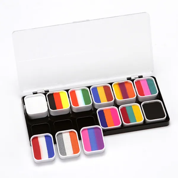 Ansiktskroppsfärgpalett Halloween Party Makeup Ansiktsmålningsset med pensel för barn vuxen> Smink