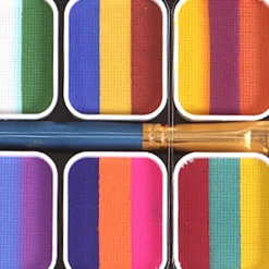 Ansiktskroppsfärgpalett Halloween Party Makeup Ansiktsmålningsset med pensel för barn vuxen><noscript><img width=