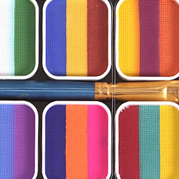 Ansiktskroppsfärgpalett Halloween Party Makeup Ansiktsmålningsset med pensel för barn vuxen> Smink