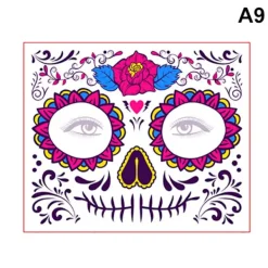 Ansiktsmakeup Klistermärke Special Vattentät Ansiktstatuering Dödens Dag Skalle Ansikte Utklädnad Halloween Temporära Tatuerings Klistermärken> Smink