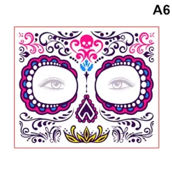 Ansiktsmakeup Klistermärke Special Vattentät Ansiktstatuering Dödens Dag Skalle Ansikte Utklädnad Halloween Temporära Tatuerings Klistermärken> Smink