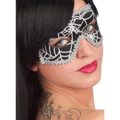 Masker Ansiktsmask - Mask in Black Spiderweb Fabric> Masker