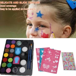 Ansiktsmålning Set för Barn, Glitterpulver och Kroppsmålning Pigment Kit för Barns DIY Kosmetik, Konst och Hantverk Verktygsset><noscript><img width=