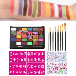 Ansiktsmålningskit 30 Färger med 10 Penslar Vänlig för Känslig Hy Hypoallergen Ansiktsmålningspalett Set för Cosplay Halloween> Smink