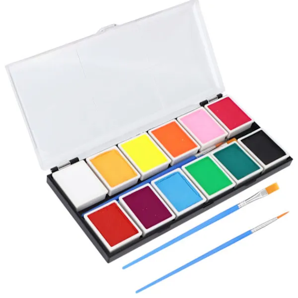 Ansiktsmålningskit 12 Färger Kosmetisk Kvalitet Snabbtorkande Lätt Att Rengöra DIY Hudmålning 120g 120ml Pasta> Smink