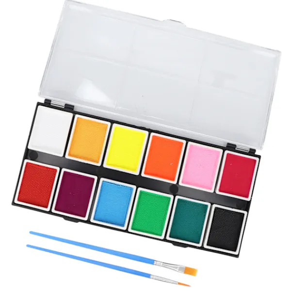 Ansiktsmålningskit 12 Färger Kosmetisk Kvalitet Snabbtorkande Lätt Att Rengöra DIY Hudmålning 120g 120ml Pasta> Smink