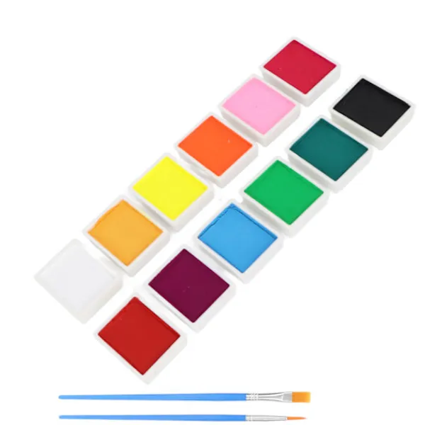 Ansiktsmålningskit 12 Färger Kosmetisk Kvalitet Snabbtorkande Lätt Att Rengöra DIY Hudmålning 120g 120ml Pasta> Smink