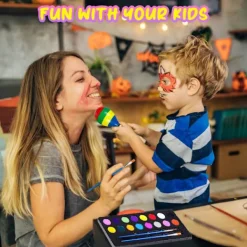 Ansiktsmålningskit för barn, 16-färgspalett med penslar, giftfri och tvättbar, perfekt för Halloween och fester[gks]><noscript><img width=