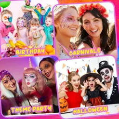 Ansiktsmålningskit för barn, 16-färgspalett med penslar, giftfri och tvättbar, perfekt för Halloween och fester[gks]><noscript><img width=