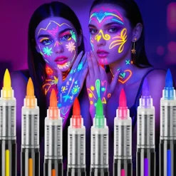 Ansiktsmålningspennor, tvättbara tatueringspennor, viktiga saker för semestern, 8 pennor> Smink