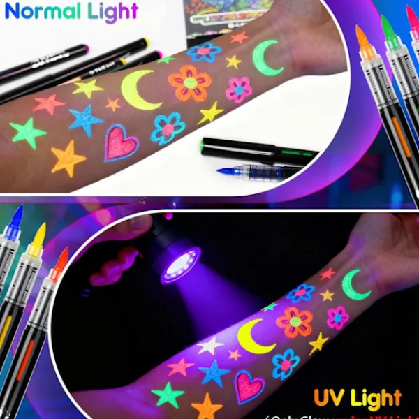 Ansiktsmålningspennor, tvättbara tatueringspennor, viktiga saker för semestern, 8 pennor> Smink