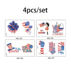 Ansiktstatuering med tema självständighetsdagen med amerikansk flagga, ansiktsmålning, vattentäta temporära kroppskonstklistermärken> Smink