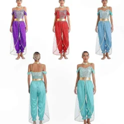 Arabisk Prinsessa Kostym för Kvinnor Bollywood Inspirerad Ädelsten Jumpsuit Magdans Outfit_Billiga Gåvor 4XL> Dräkter