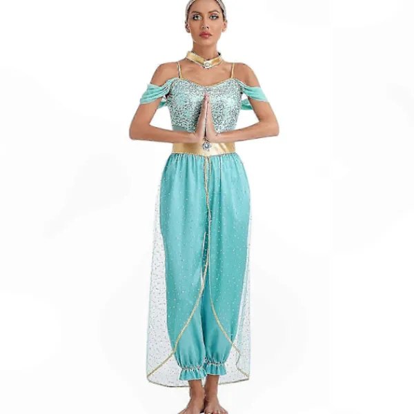 Arabisk Prinsessa Kostym för Kvinnor Bollywood Inspirerad Ädelsten Jumpsuit Magdans Outfit_Billiga Gåvor 4XL> Dräkter