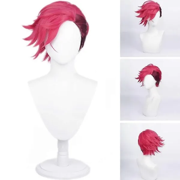 Arcane Vi Cosplay Peruk Värmebeständigt Hår Kvinnor Flicka Anime Kort Rött Partyhår> Peruker