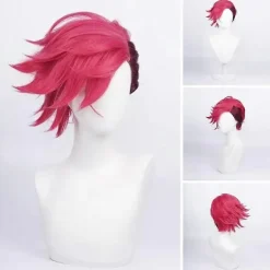 Arcane Vi Cosplay Peruk Värmebeständigt Hår Kvinnor Flicka Anime Kort Rött Partyhår> Peruker