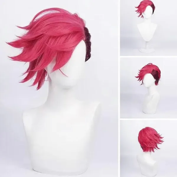 Arcane Vi Cosplay Peruk Värmebeständigt Hår Kvinnor Flicka Anime Kort Rött Partyhår> Peruker