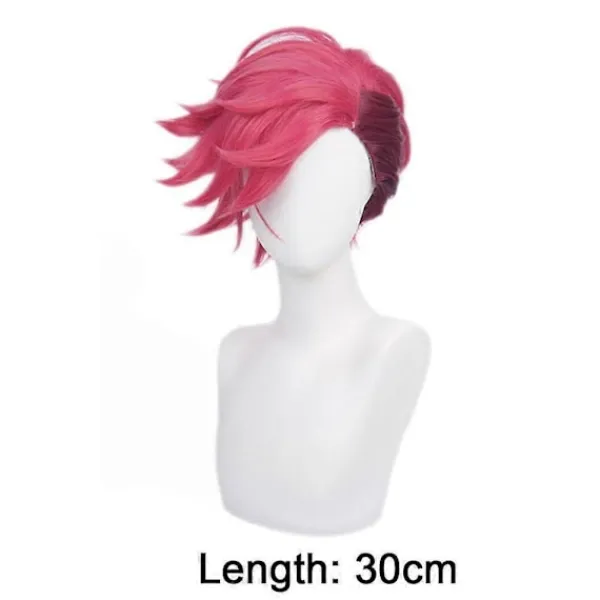 Arcane Vi Cosplay Peruk Värmebeständigt Hår Kvinnor Flicka Anime Kort Rött Partyhår> Peruker