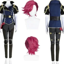 Arcane Vi Cosplay Sheriff Kläder Peruker Anime Spel LoL 2 Kostym Vuxen Kvinna Rollspel Finfräcka Kläder Fest Förklädnad Kläder (FMY) WIG XL WIG> Peruker