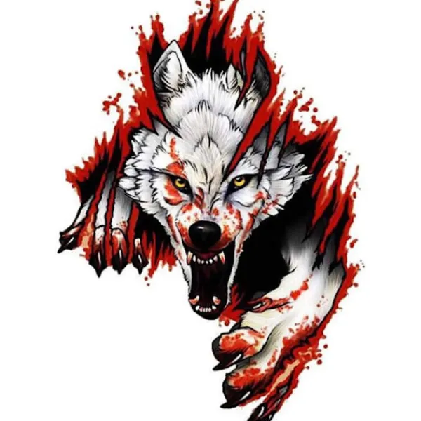 Arg Varg Bilsticker, Varg Bilsticker 3D Bil Varg Huvud Sticker> Smink