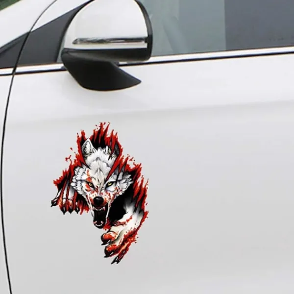 Arg Varg Bilsticker, Varg Bilsticker 3D Bil Varg Huvud Sticker> Smink
