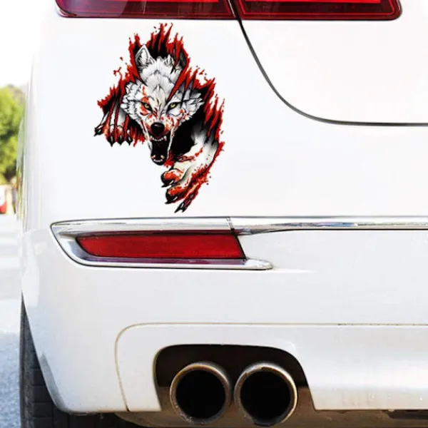 Arg Varg Bilsticker, Varg Bilsticker 3D Bil Varg Huvud Sticker> Smink